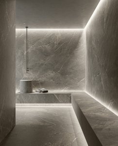 Del Conca punta sulla bellezza sensoriale di superfici tridimensionali Del_Conca_Marble_Edition_Fior_di_Bosco_Spa_01 - Ceramica del Conca