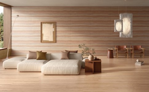 The Timeless Elegance of Wood-Effect Porcelain Stoneware Del_Conca_Native_Frassino_Bioterre_Stratum_Argilla_Living_02 - Ceramica del Conca