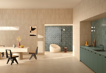 Manufatti, de petits carreaux brillants et mats inspirés des faïences faites à la main Faetano_Manufatti_Soia_Brick_Sottobosco_Tracce_Cucina_01 - Ceramica del Conca