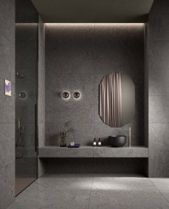 Aurora: L'Eterno Dialogo tra Natura e Design nel Gres Porcellanato Del Conca Del%20Conca_Aurora_04%20Bagno - Ceramica del Conca