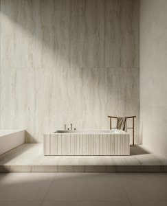 Il bianco sublime di Cloud Dancer Pantone 2026 Del_Conca_Marble_Edition_White_Paradise_Light_Bagno_01 - Ceramica del Conca