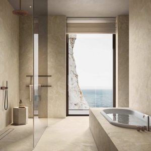 Piastrelle Bagno in Gres per un Ambiente da Sogno Del_Conca_Stone_Edition_Alabastrino_Pure_Cross-Cut_Bagno_03 - Ceramica del Conca