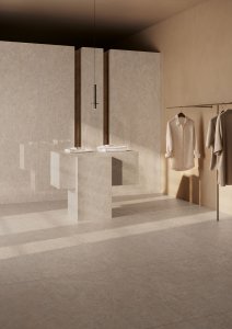 L'Anima della Quarzite: Taj Mahal Pure e White Rivivono nel Gres Porcellanato Marble Boutique Del Conca Del_Conca_Marble_Boutique_Taj_Mahal_Pure_Negozio_partic_02 - Ceramica del Conca
