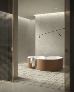 Porcelain Stoneware Small sizes Del_Conca_Nesting_Almond_Bathroom_01 - Ceramica del Conca