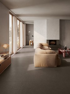 Gres porcellanato Iconic del_conca_iconic_chalk_chocolate_matter_living_01 - Ceramica del Conca