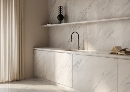 Gres porcellanato Marble Boutique del_conca_marble_boutique_calacatta_supreme_dining_partic_02 - Ceramica del Conca