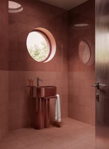 Gres porcellanato Capricci faetano_capricci_rosso_amaranto_bagno_01 - Ceramica Faetano