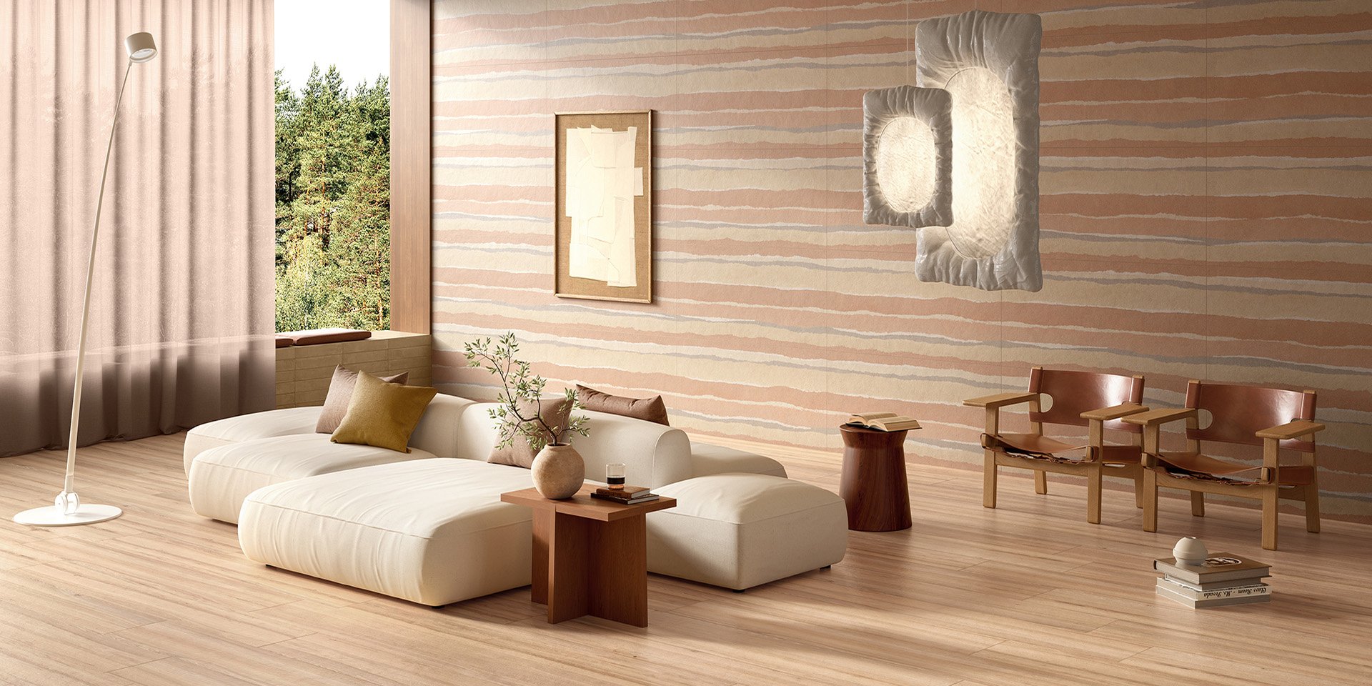 Gres porcellanato Grandi Formati del-conca_bioterre_stratum_argilla_living_02_top_1920x960 - Ceramica del Conca