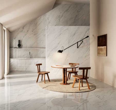 Marble Boutique: L'Evoluzione del Lusso secondo Del Conca Del_Conca_Marble_Boutique_Calacatta_Supreme_Dining_generale - Ceramica del Conca